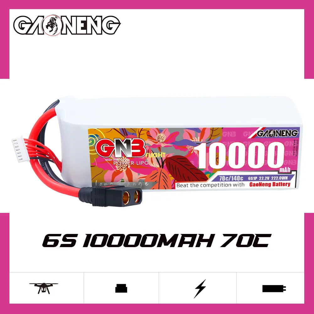 GAONENG 22.2V 10000mAh 70C RC LiPo Battery - QS8 [DG] | High - Performance Deal