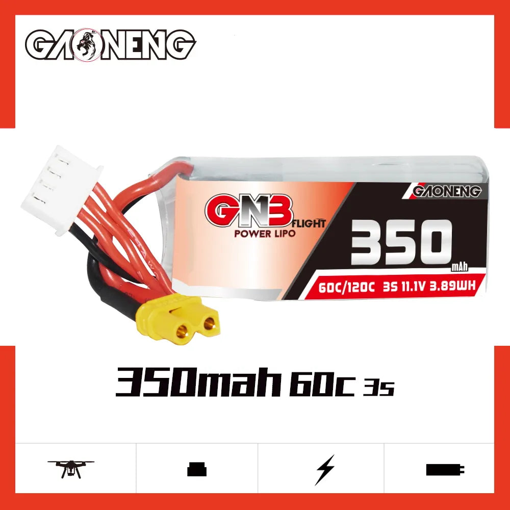 Hot Sale GAONENG GNB 3S 11.1V 350mAh 60C XT30 LiPo Battery for Drones and RC Toys