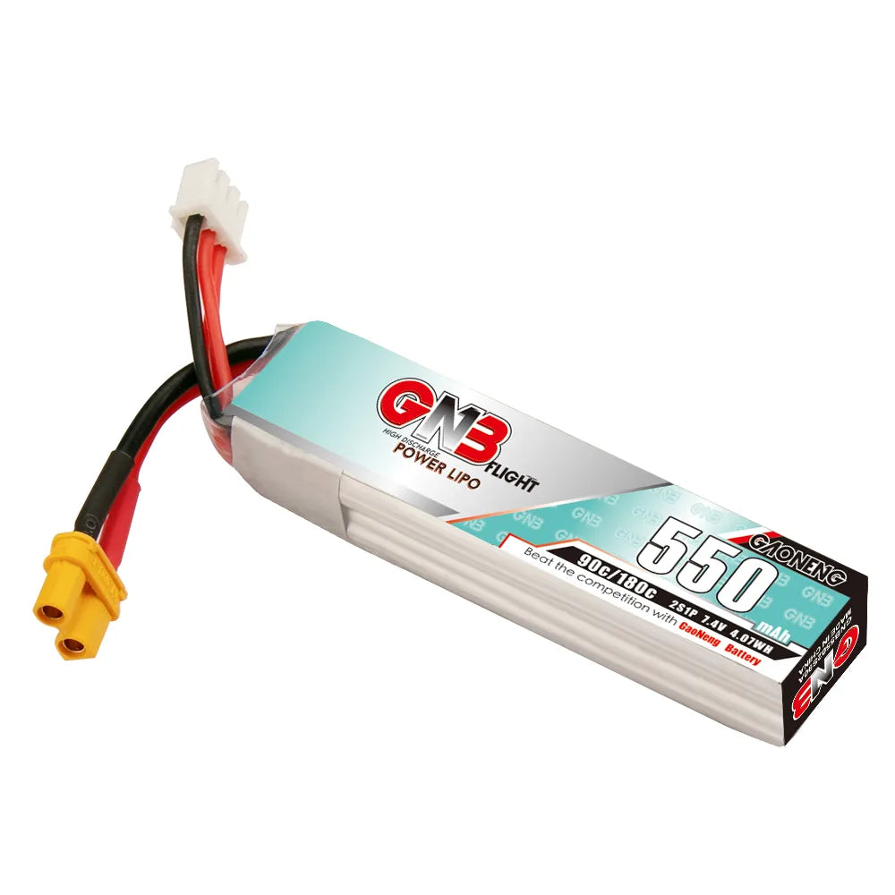 GAONENG High - Performance 7.4V 550mAh 90C XT30 2S Long - Type LiPo Battery [DG]