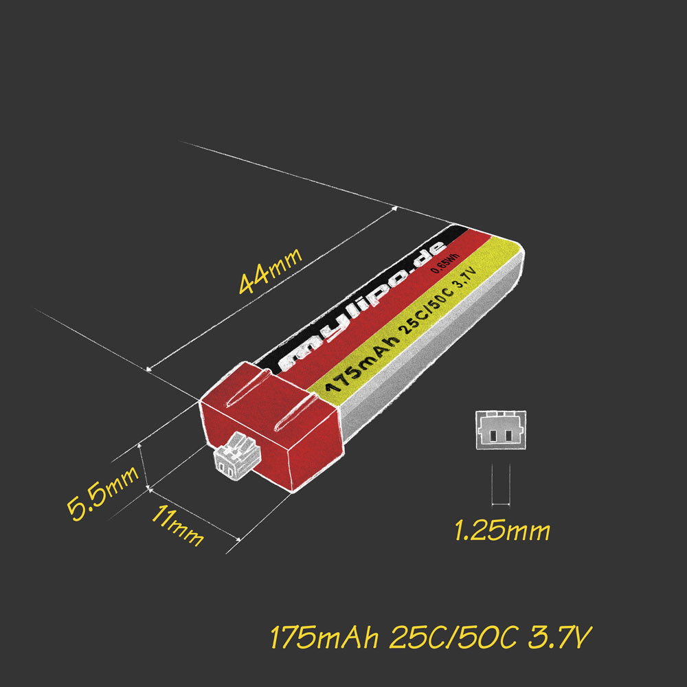 Hot Deal: 175mAh 25C 1S LiPo Battery with Micro-JST Connector (5g)
