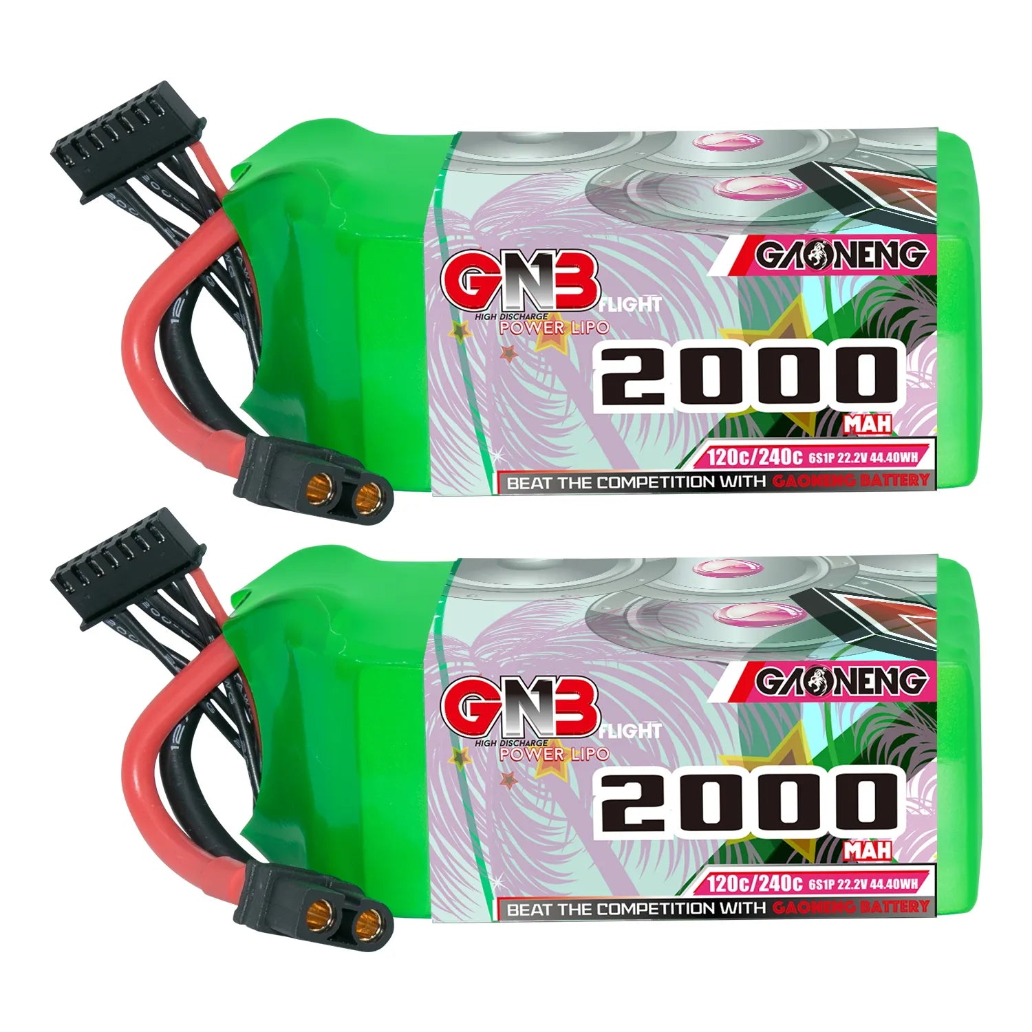 Hot Deal! GAONENG GNB 6S 22.2V 2000mAh 120C XT60 LiPo Battery Pack of 2