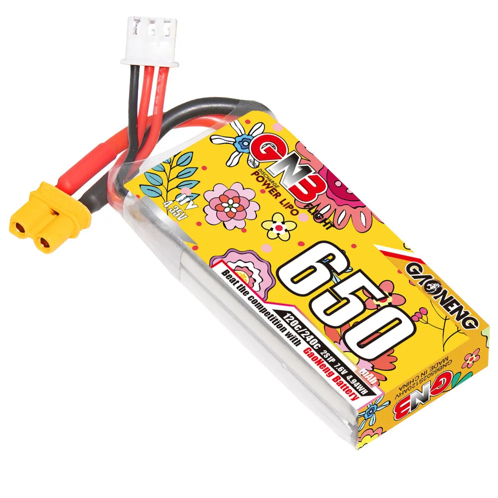 GAONENG High - Performance 7.6V 650mAh 120C XT30 2S LiPo Battery - Ideal for RC Models