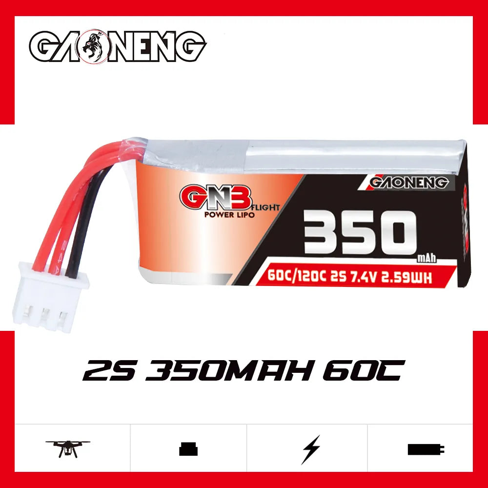 GAONENG High - Performance 7.4V 350mAh 60C 2S LiPo Battery with XH2.54 3Pin Connector