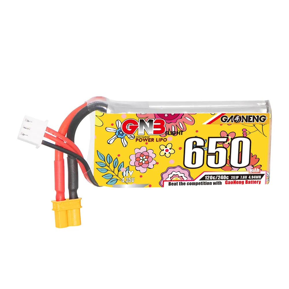 GAONENG High - Performance 7.6V 650mAh 120C XT30 2S LiPo Battery - Ideal for RC Models