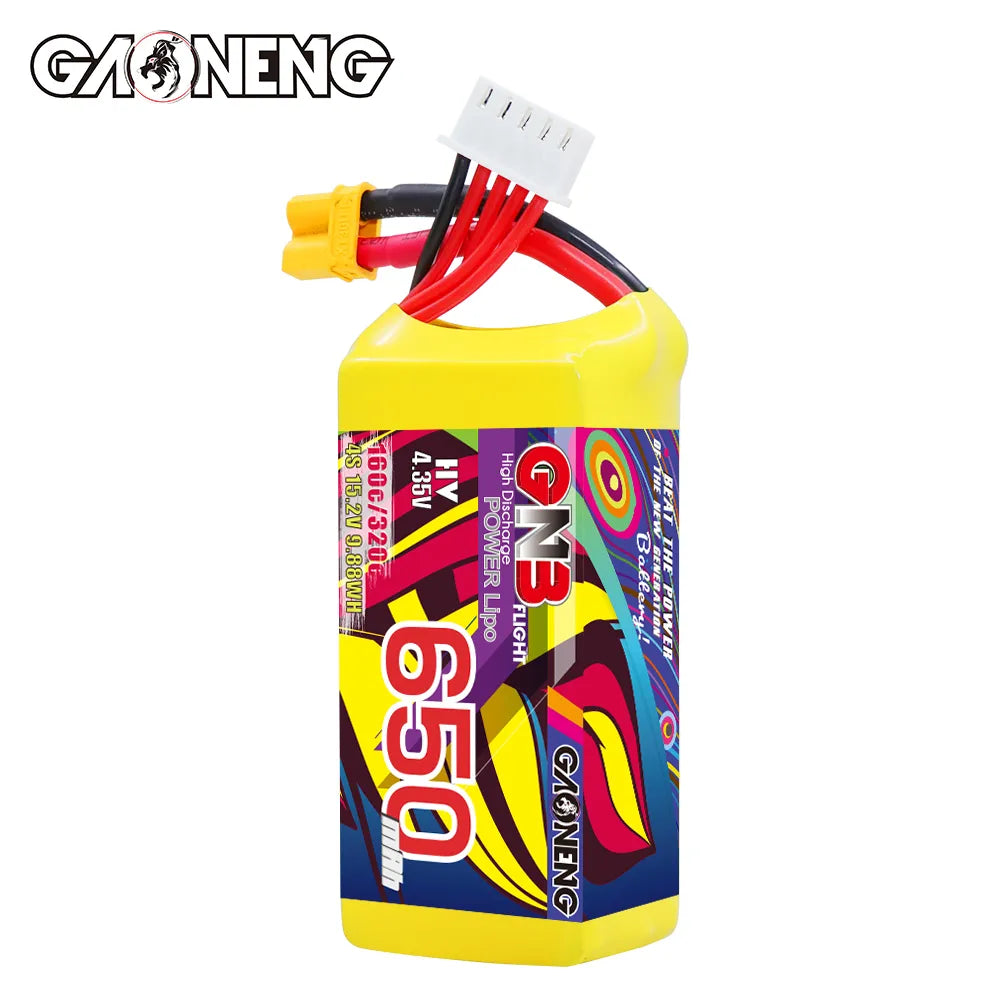 GAONENG High - Performance 15.2V 650mAh 160C XT30 HV 4S LiPo Battery for FPV Drones