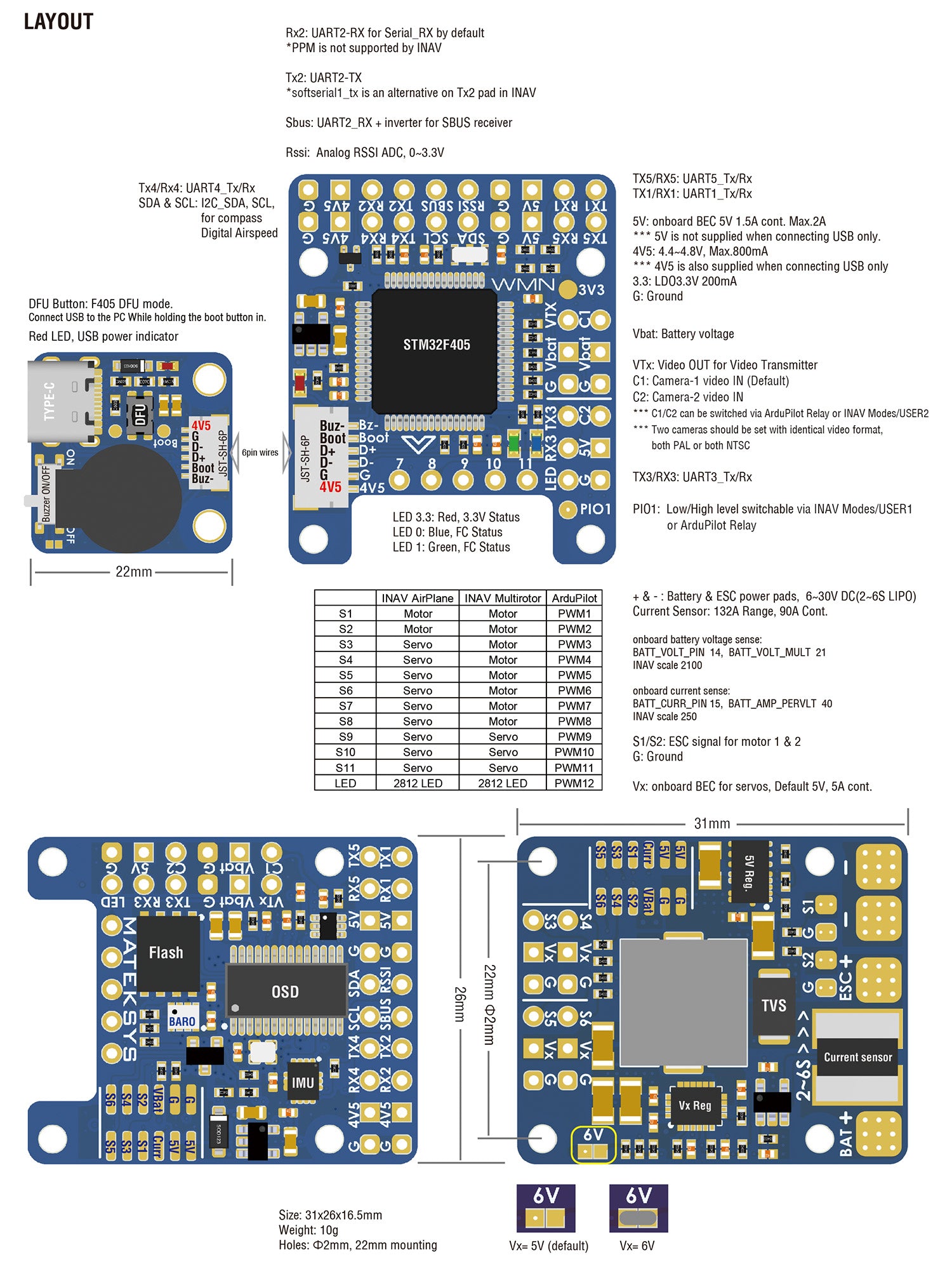 Matek F405-WMN Flight Controller with ICM42688-P for Enhanced Performance
