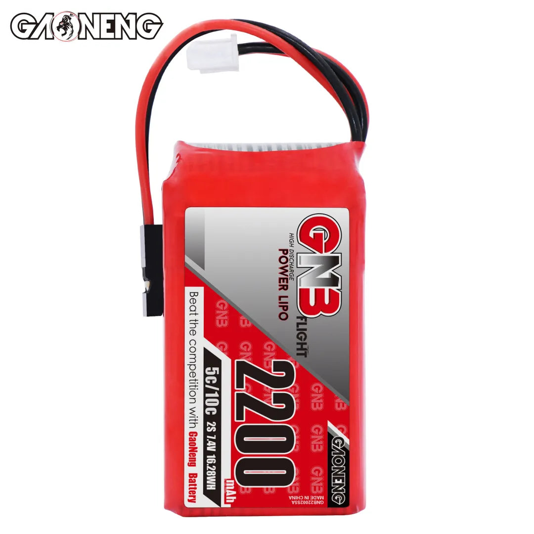 GAONENG 7.4V 2200mAh 5C LiPo Battery with JR Plug for TX and RX