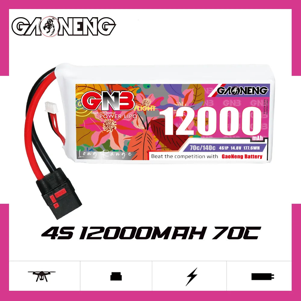 GAONENG High - Performance 14.8V 12000mAh 70C 4S1P RC LiPo Battery with QS8 Connector