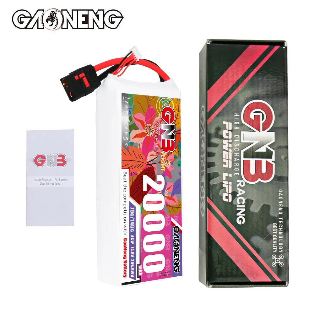 High-Performance GAONENG 14.8V 20000mAh 70C 4S1P RC LiPo Battery QS8