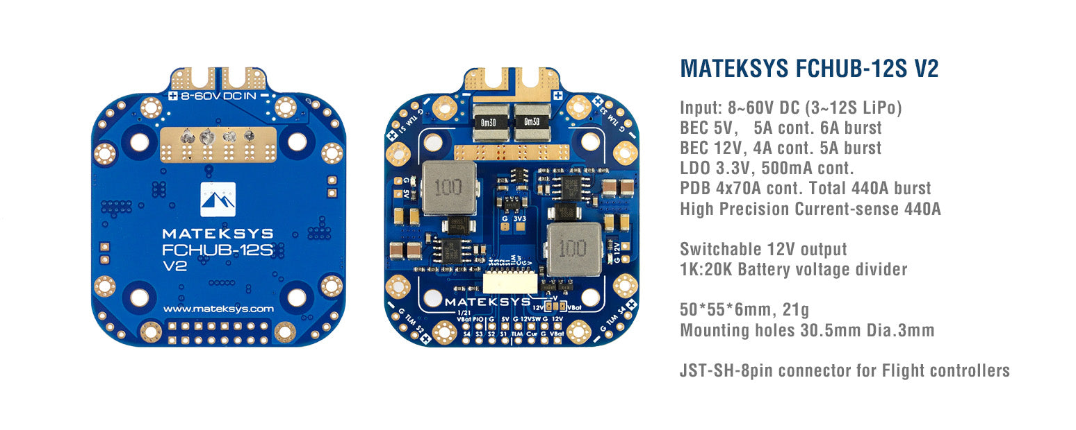 Matek XCLASS PDB 8 - 60V High - Efficiency FCHUB - 12S V2 for Drones