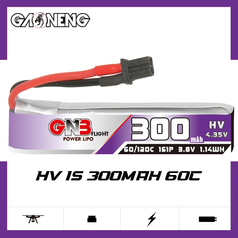 GAONENG GNB 1S 3.8V 300mAh 60C A30 Cabled LiPo Battery Pack of 4 [DG] - Hot Deal!