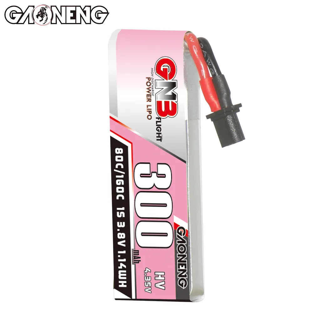 Hot Sale GAONENG GNB High-Voltage 1S 3.8V 300mAh 80C A30 Cabled LiPo Battery