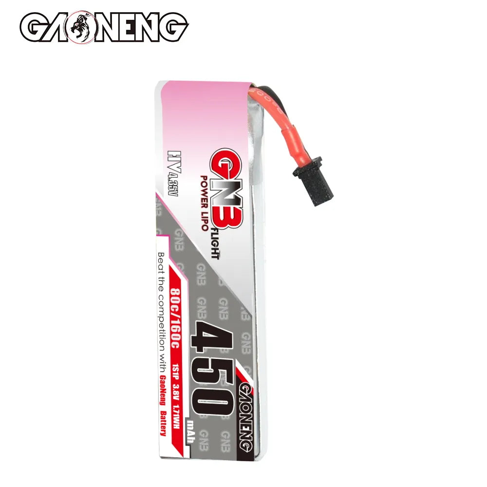 GAONENG GNB High - Voltage 1S 3.8V 450mAh 80C A30 - Cabled LiPo Battery [DG]