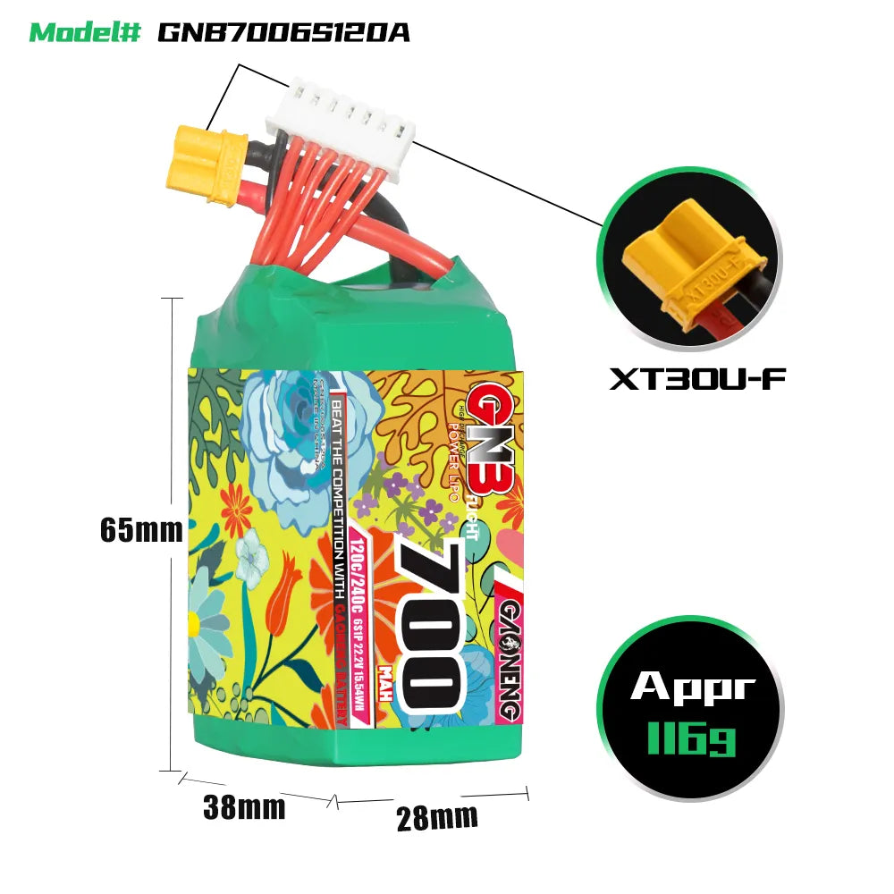 GAONENG GNB 6S 22.2V 700mAh 120C XT30 LiPo Battery - Hot Sale in Australia
