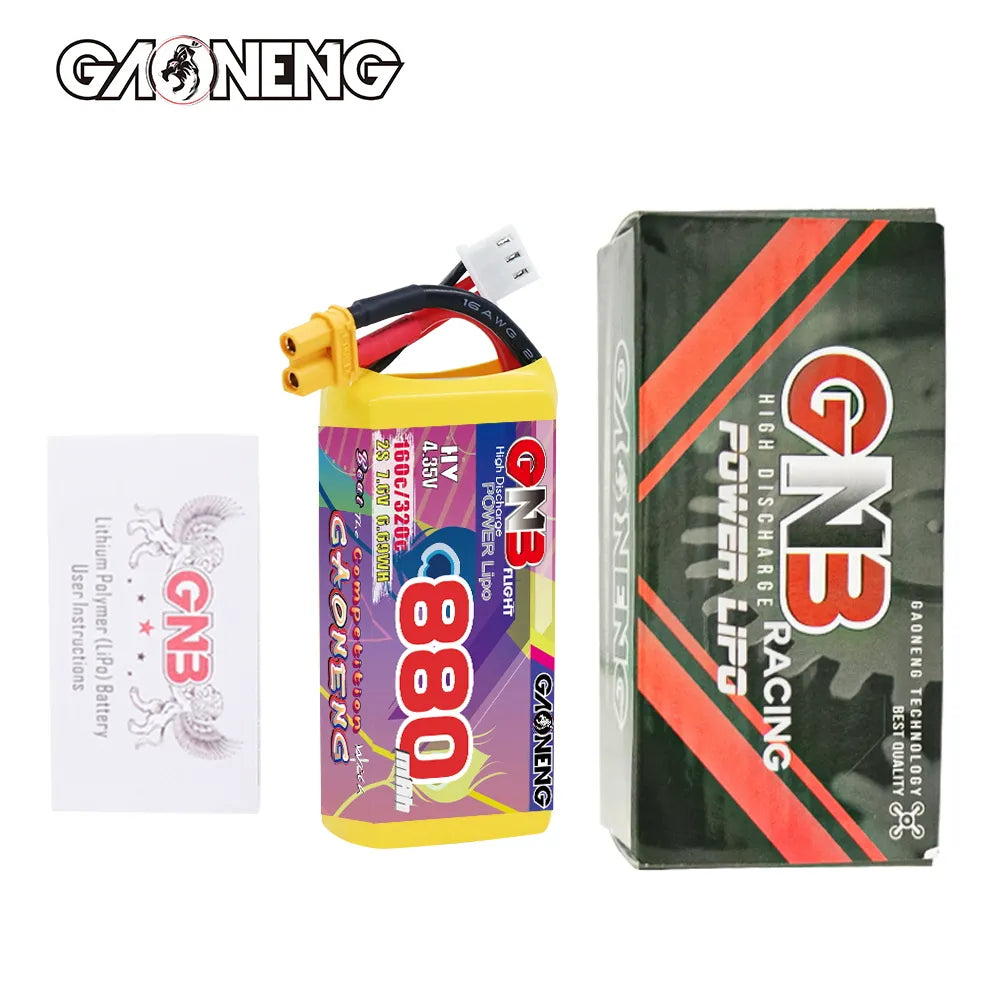 GAONENG High - Performance 2S 7.6V 880mAh 160C XT30 LiHV LiPo Battery