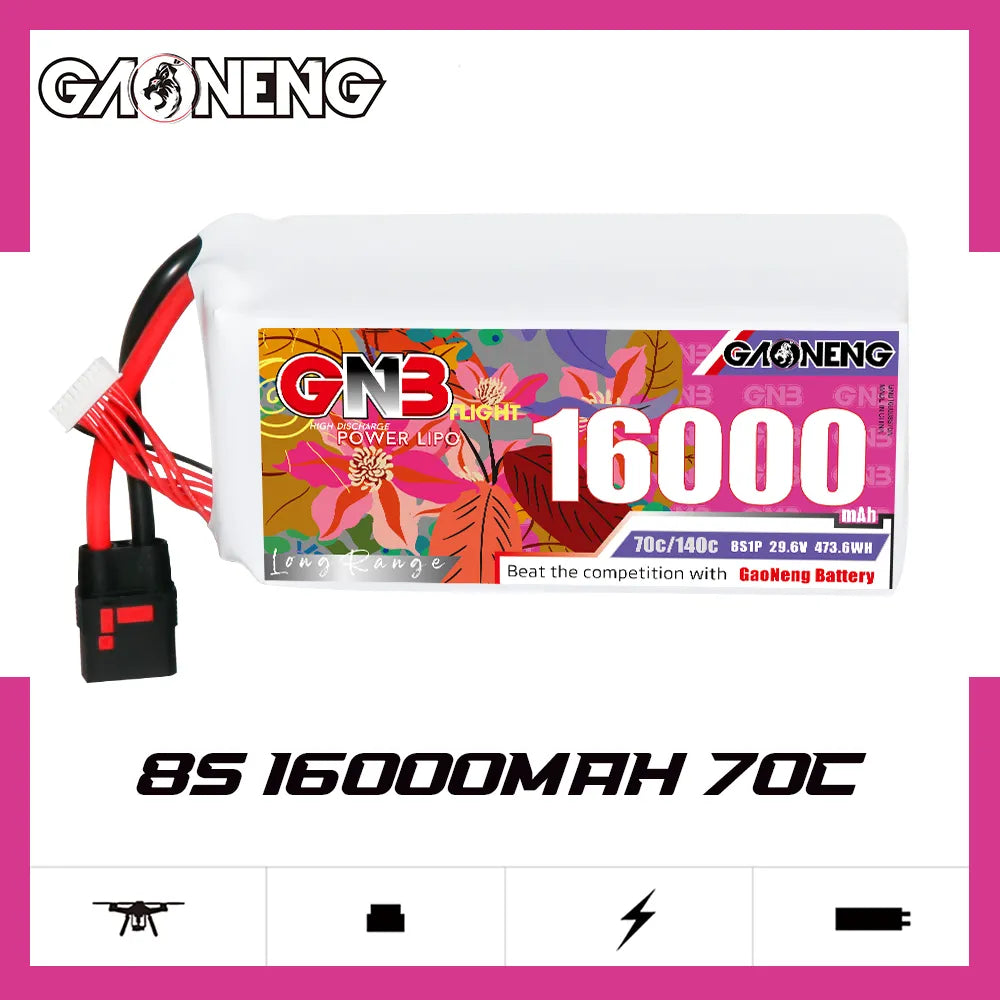 Hot Sale! GAONENG 29.6V 16000mAh 70C RC LiPo Battery QS8