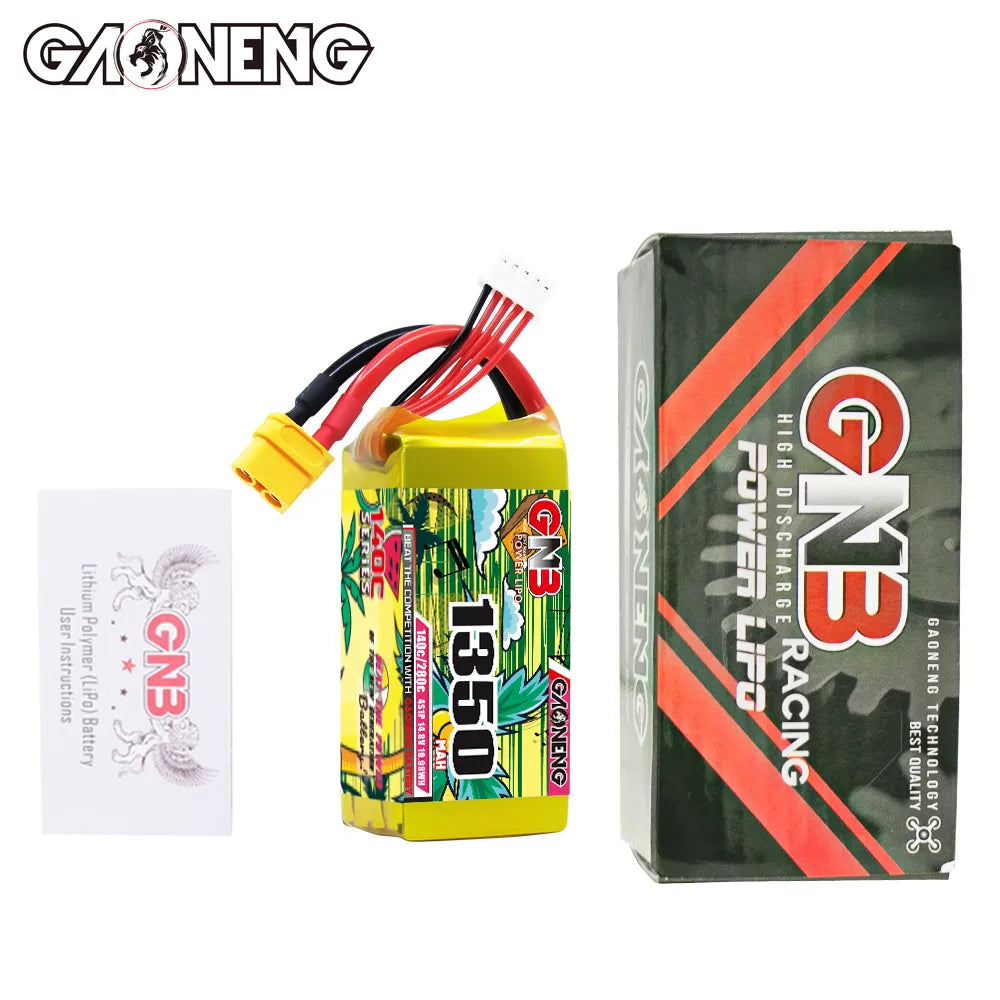 GAONENG High-Performance 14.8V 1350mAh 140C XT60 4S LiPo Battery for FPV Drones