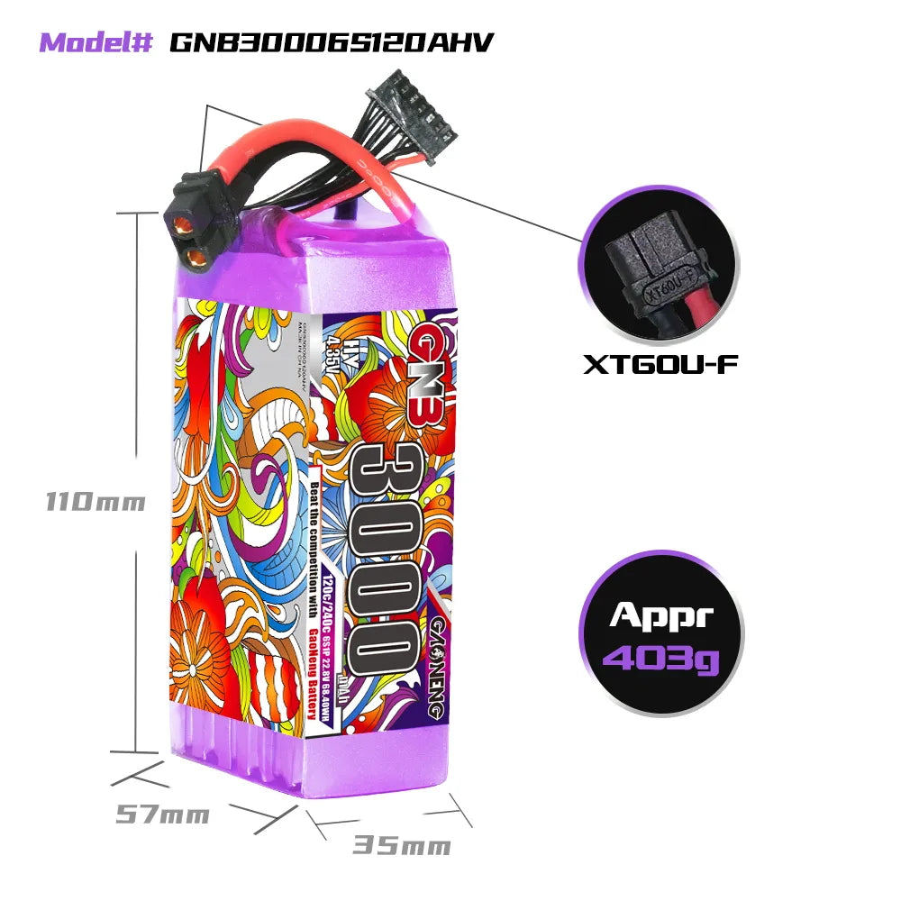 GAONENG GNB 6S 22.8V 3000mAh 120C XT60 LiPo Battery - Hot Deal!