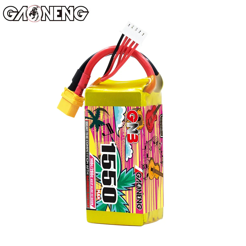 GAONENG High - Performance 14.8V 1550mAh 140C XT60 4S LiPo Battery for FPV Drones and More