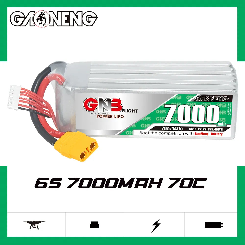 Hot Deal: GAONENG GNB 6S 22.2V 7000mAh 70C LiPo Battery with XT90 Connector