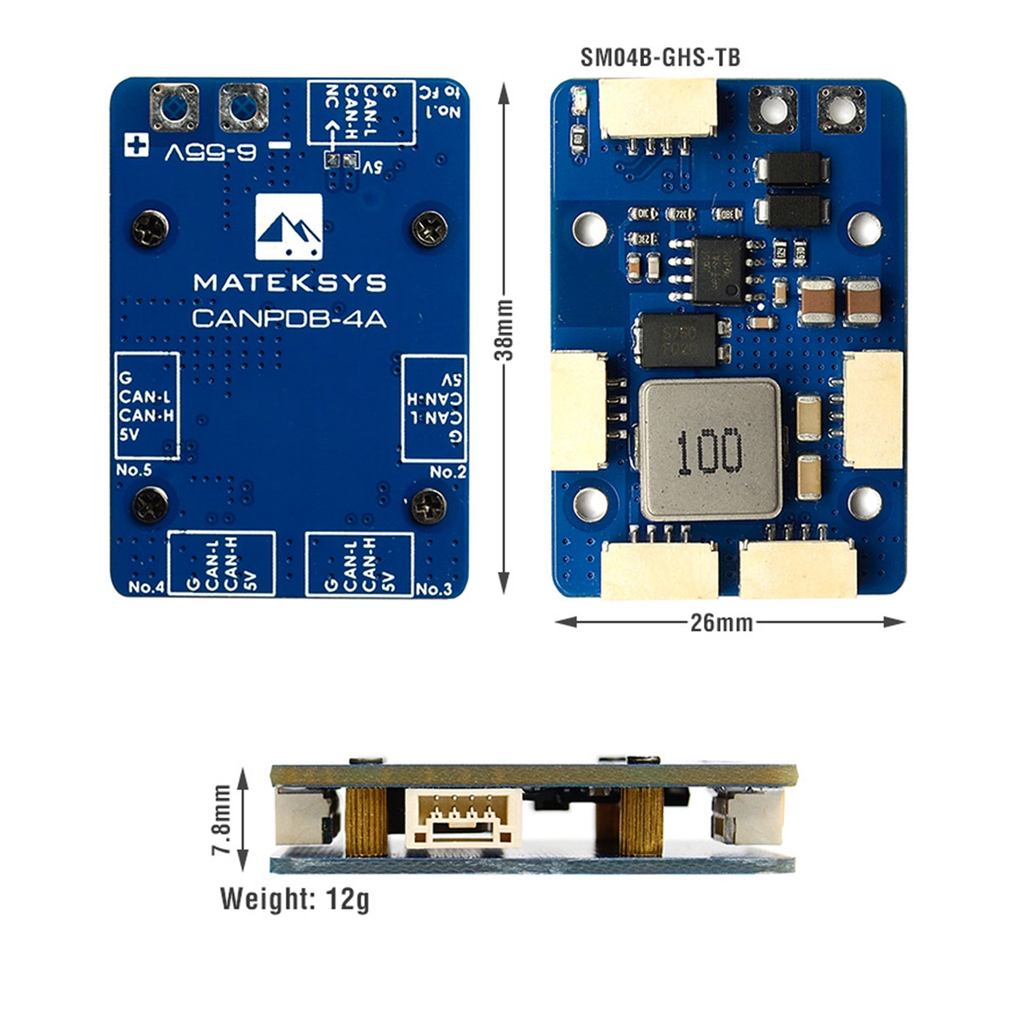 Hot Sale: Matek CANPDB with 4A BEC and JST - GH Splitter CANPDB - 4A for Electrical Regulation