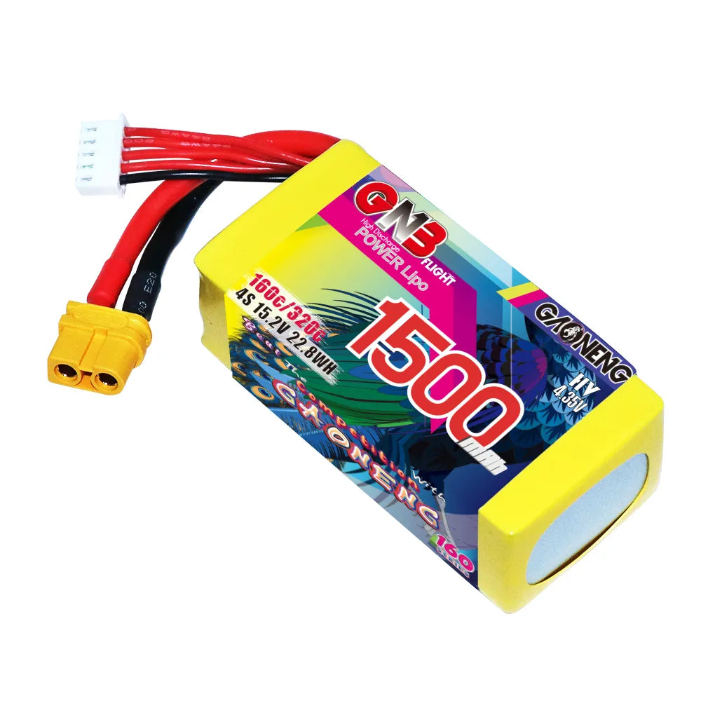 Hot Sale GAONENG GNB 1500mAh 160C XT60 4S 15.2V LiHV LiPo Battery for Long Range