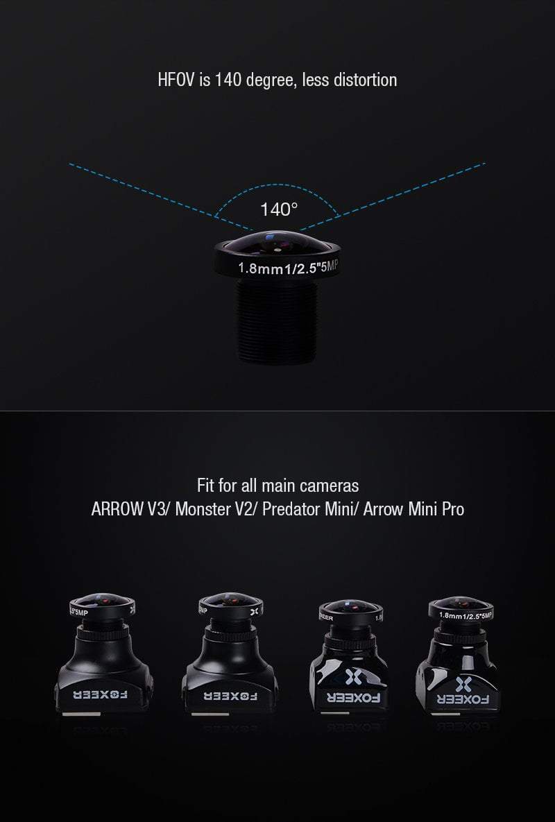 Hot Sale! Foxeer 1.8mm M12 Wide - Angle Lens for Arrow, Monster, Predator, Falkor Cameras