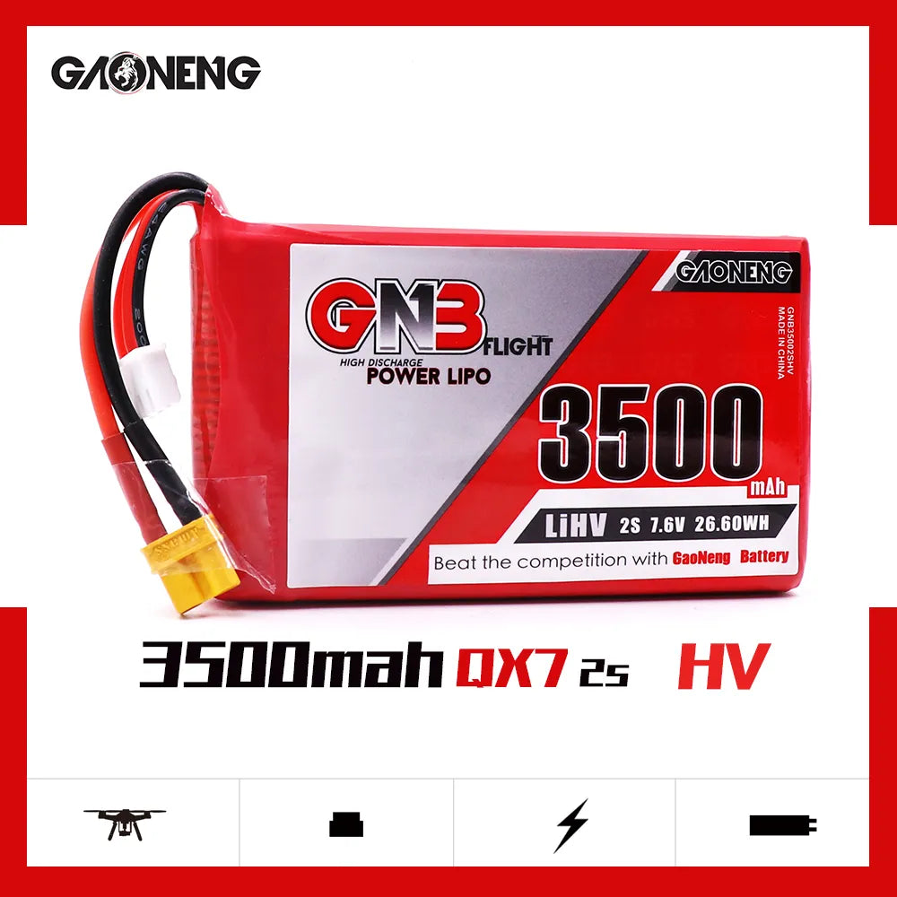 High - Energy GAONENG GNB 2S 7.6V 3500mAh 5C LiPo XT30 Battery for Frsky QX7