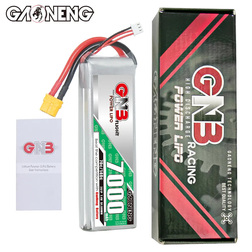 GAONENG High-Performance 7.4V 7000mAh 70C 2S LiPo Battery with XT60 Connector for RC Models