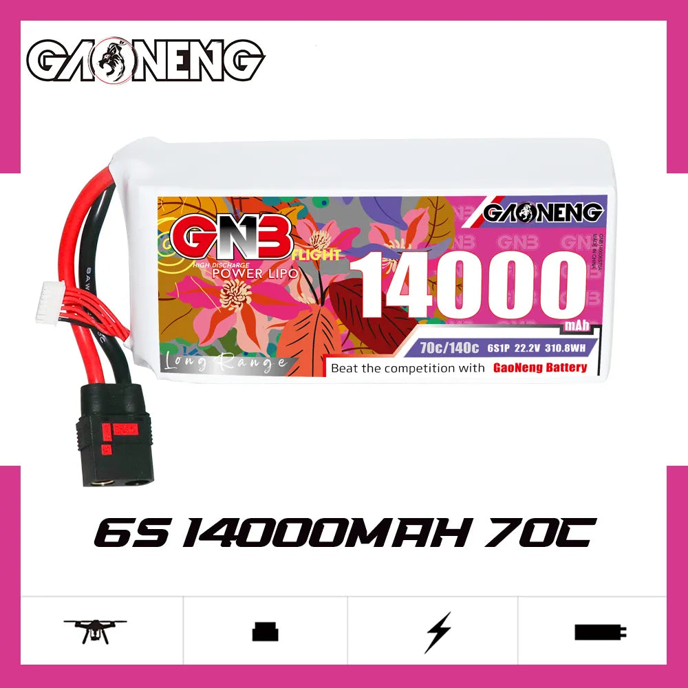 GAONENG High - Capacity 22.2V 14000mAh 70C 6S1P RC LiPo Battery with QS8 Connector