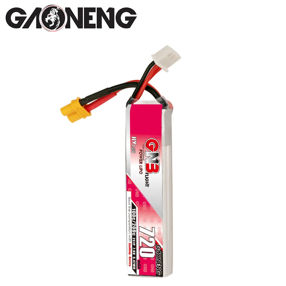 High - Energy GAONENG GNB 7.6V 720mAh 100C XT30 2S LiHV LiPo Battery