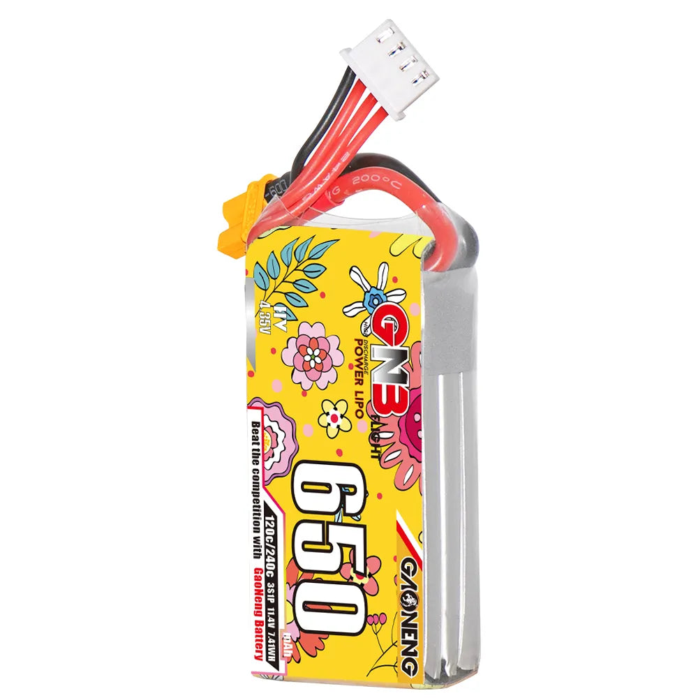 GAONENG GNB High-Voltage 3S 11.4V 650mAh 120C XT30 LiPo Battery - Ideal for Drones and RC Toys