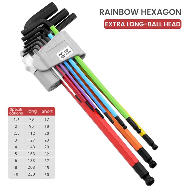 Aurora Rainbow Phaser FPV 9-piece Hex Ball End Allen Key Driver Set
