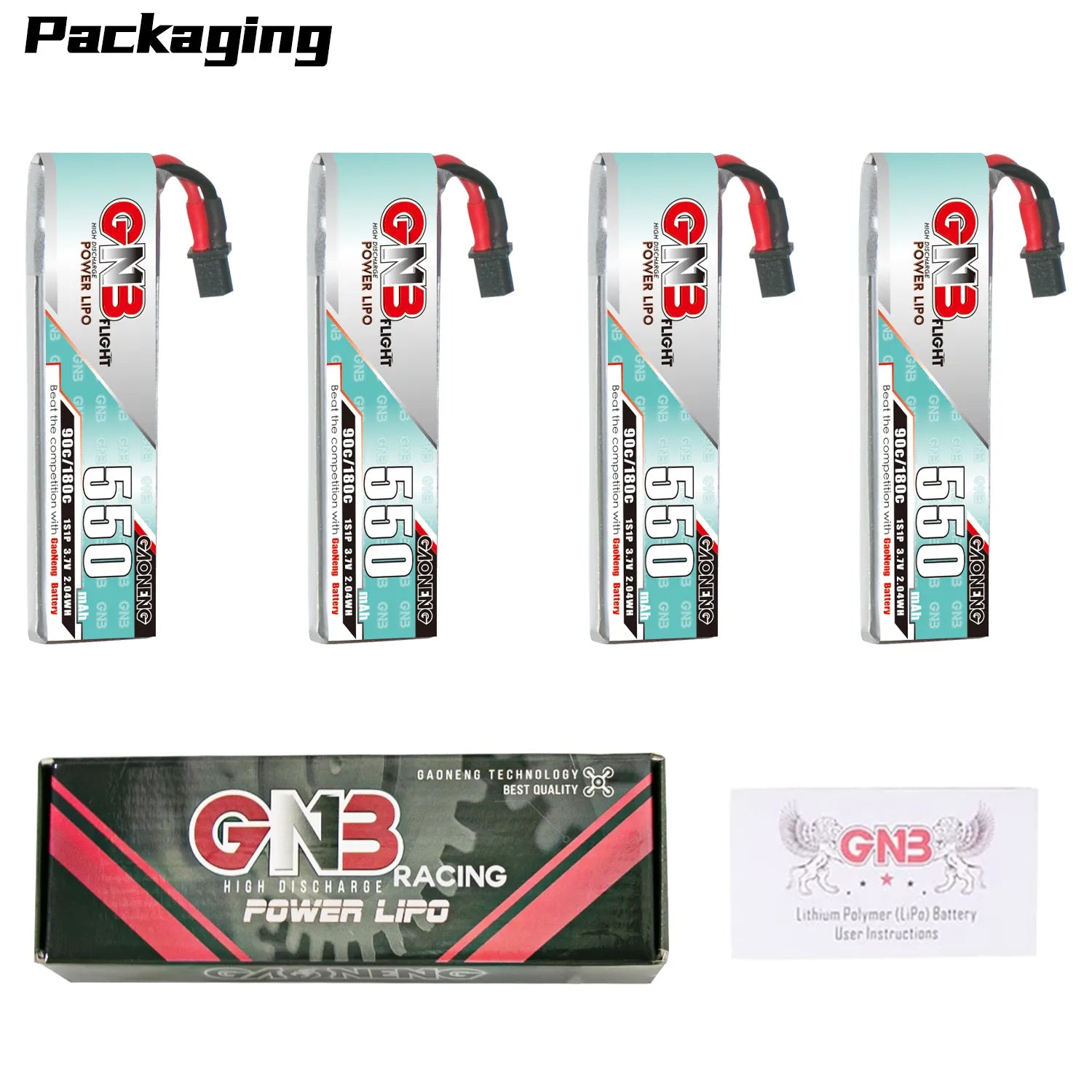 GAONENG 3.7V 550mAh 90C A30 Cabled LiPo Battery - Long Type [Hot Deal]
