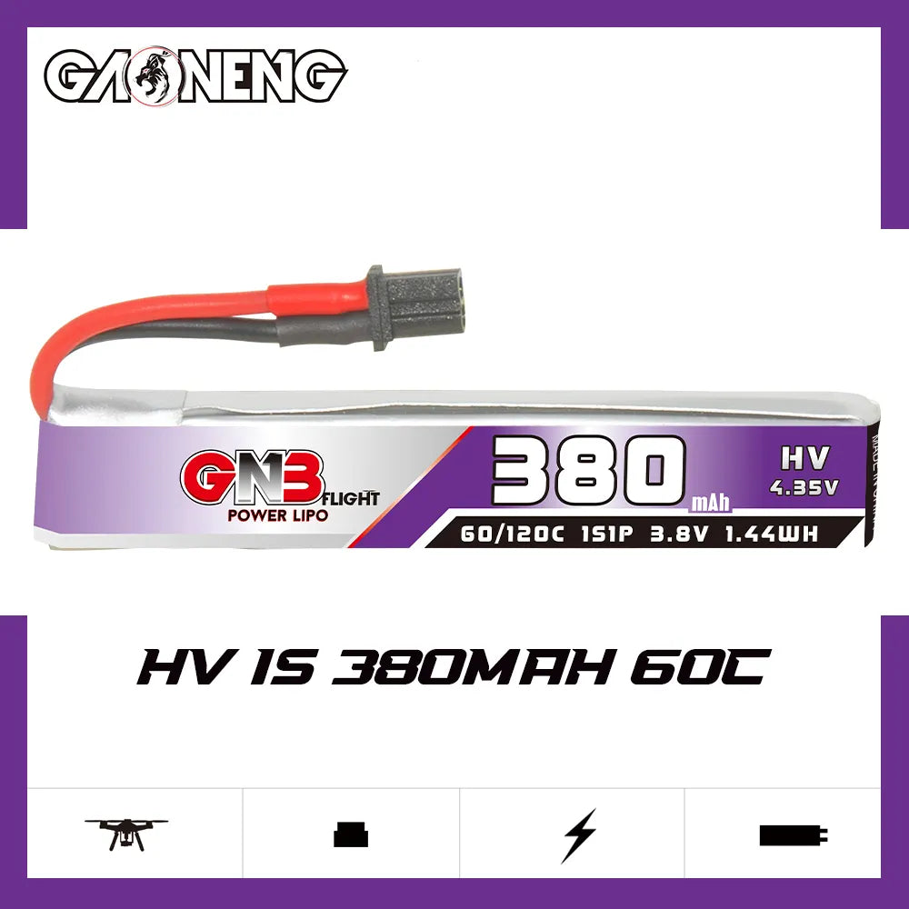 Hot Sale! GAONENG GNB 380mAh 60C 1S 3.8V LiHV Cabled LiPo Battery [DG]