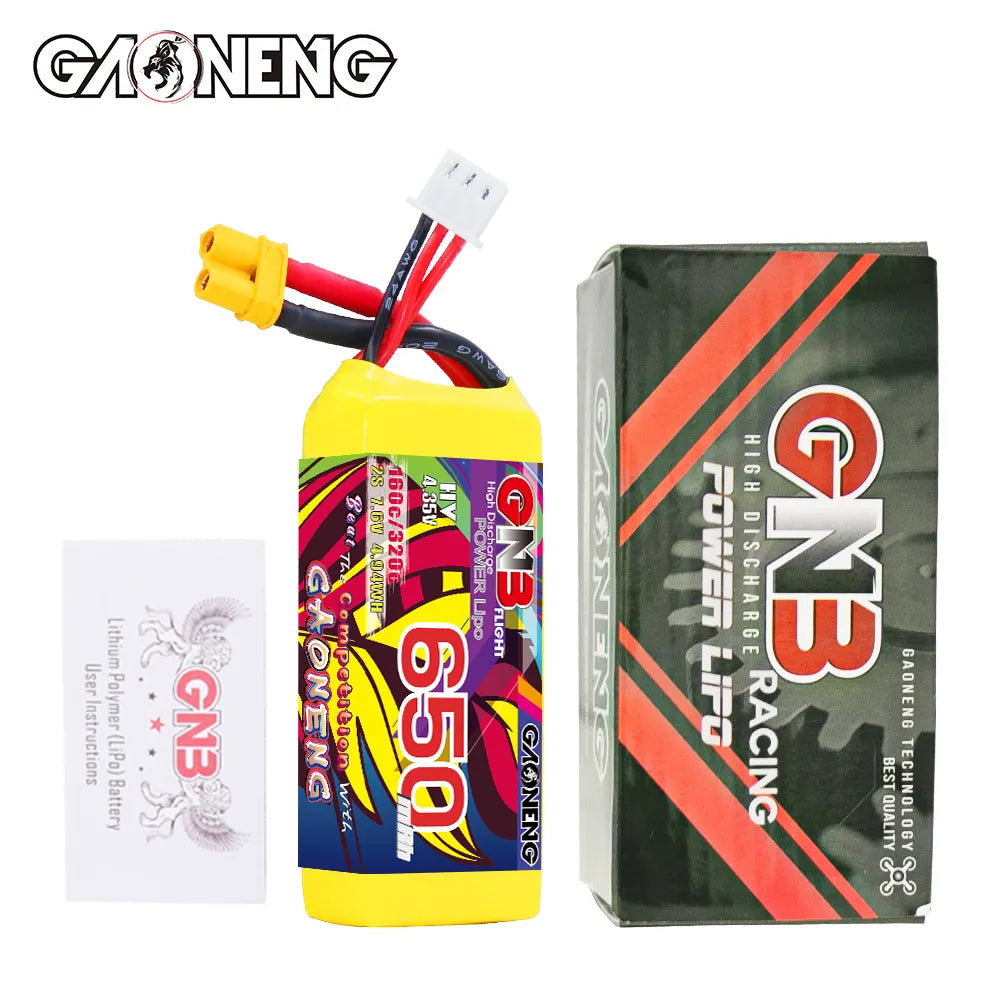 Hot Sale GAONENG 2S 7.6V 650mAh 160C XT30 LiHV LiPo Battery for RC Models