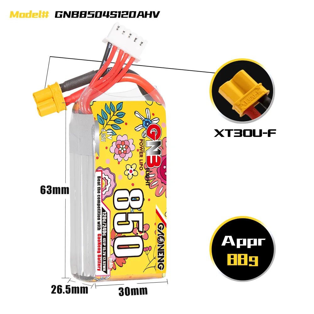 GAONENG GNB LiHV 4S 15.2V 850mAh 120C XT30 LiPo Battery - Hot Deal in Australia