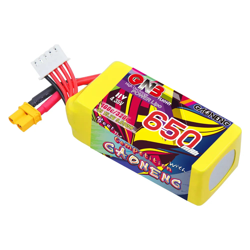 GAONENG High - Performance 15.2V 650mAh 160C XT30 HV 4S LiPo Battery for FPV Drones