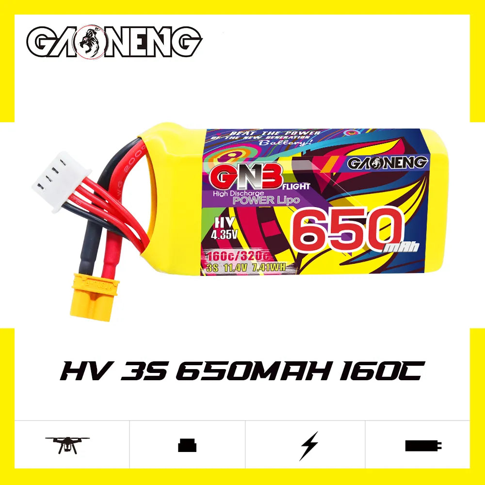 GAONENG High - Performance 3S 11.4V 650mAh 160C XT30 LiHV LiPo Battery