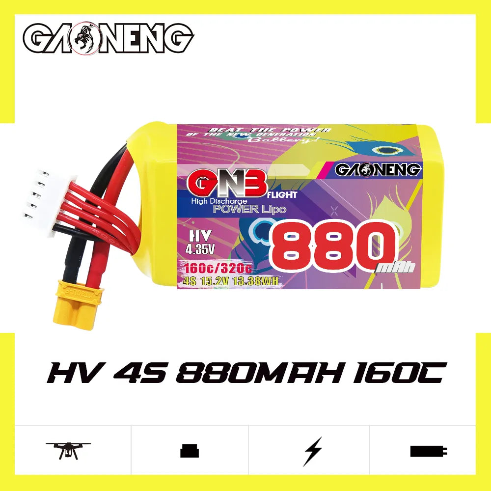 Hot Sale! GAONENG GNB 4S 15.2V 880mAh 160C XT30 High - Voltage LiPo Drone Battery