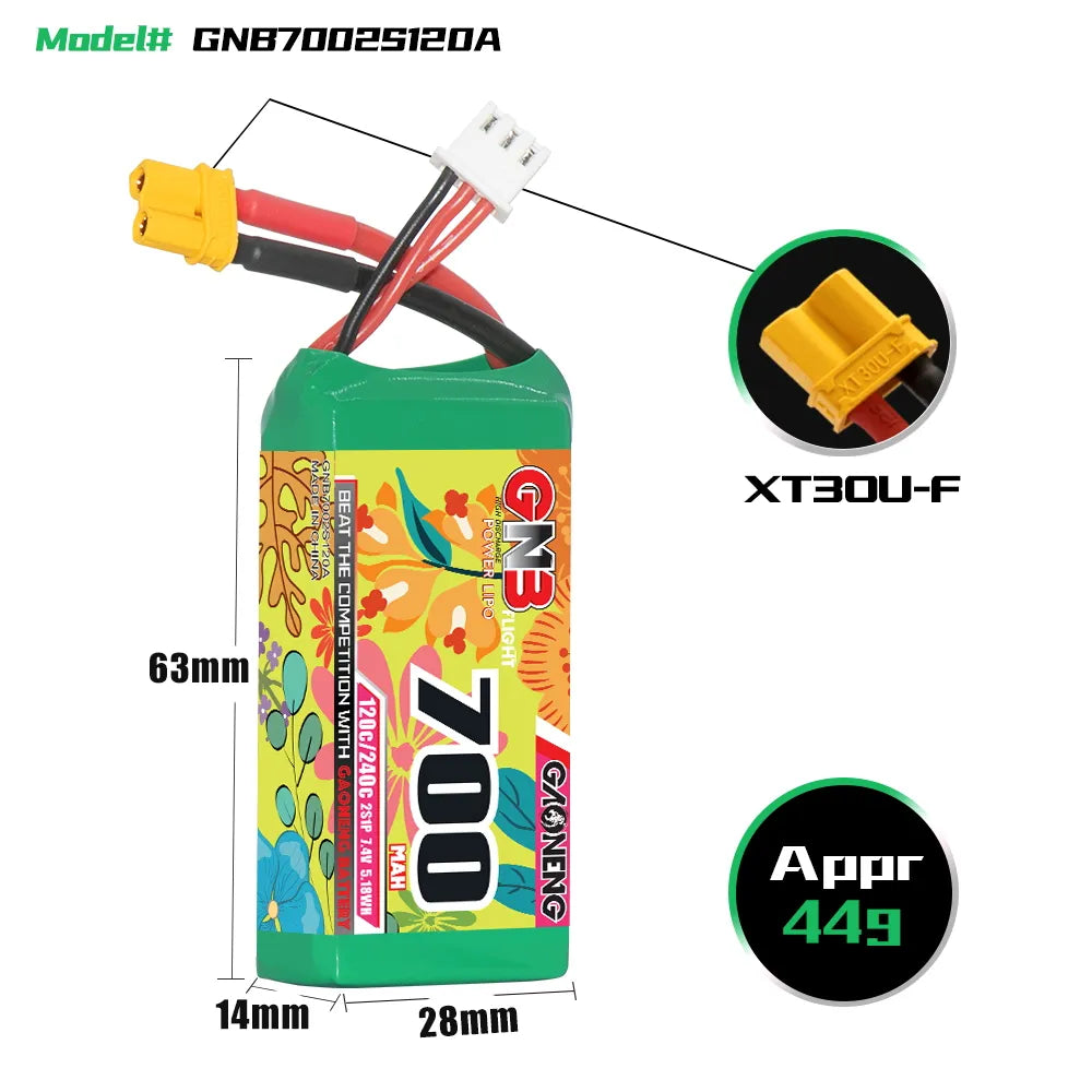 GAONENG GNB 2S 7.4V 700mAh 120C XT30 LiPo Battery - High - Performance Deal