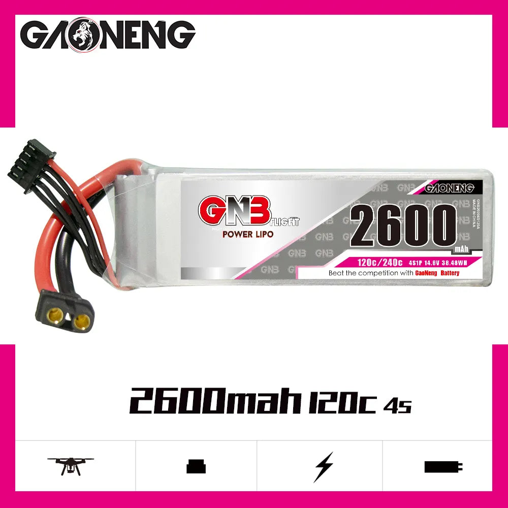 GAONENG High - Performance 14.8V 2600mAh 120C XT60 4S LiPo Battery [DG]