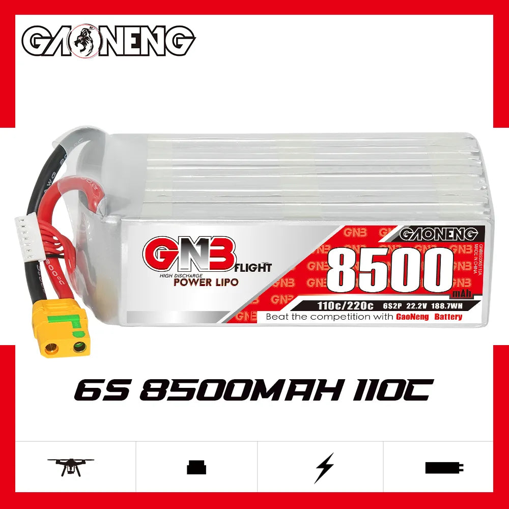 GAONENG GNB 6S 22.2V 8500mAh 110C RC LiPo Battery XT90S Anti - Spark: Top - Quality for RC Enthusiasts