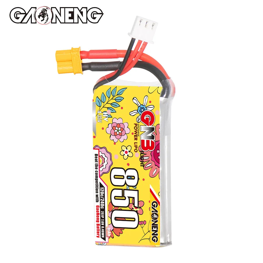 GAONENG GNB High-Voltage 2S 7.6V 850mAh 120C XT30 LiPo Battery