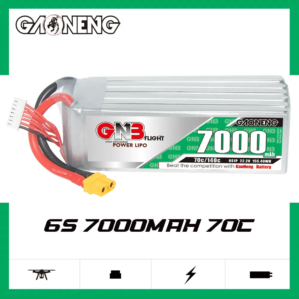 GAONENG High - Performance 6S 22.2V 7000mAh 70C LiPo Battery with XT60 Connector for RC Hobbies