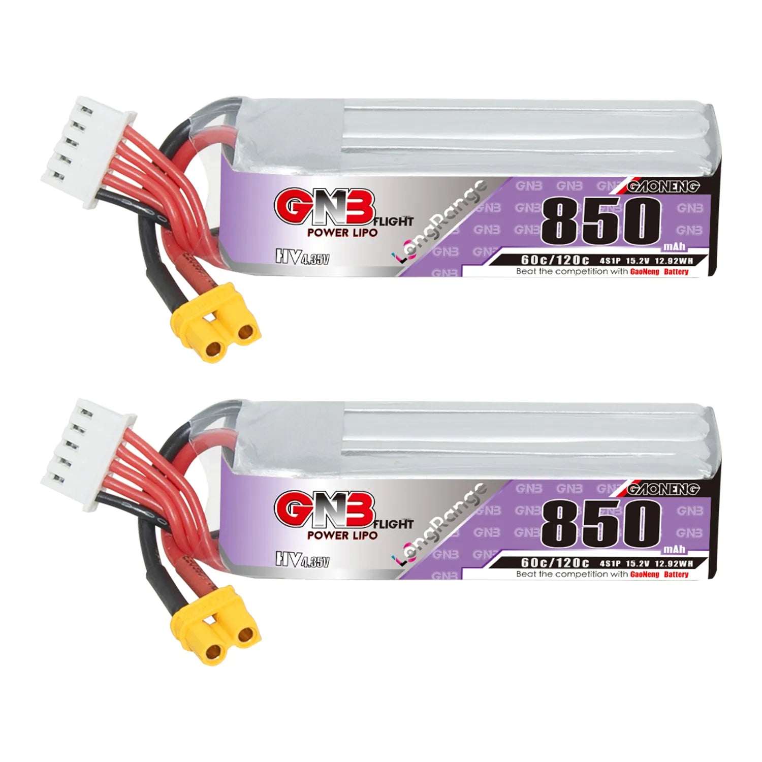 GAONENG High - Performance GNB LiHV 4S 15.2V 850mAh 60C XT30 LiPo Battery for Long - Range Use