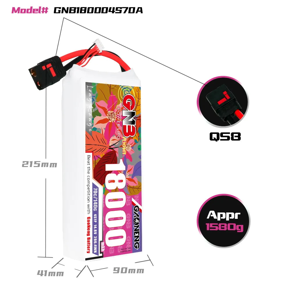 GAONENG High - Performance 14.8V 18000mAh 70C RC LiPo Battery QS8 for Diverse Applications