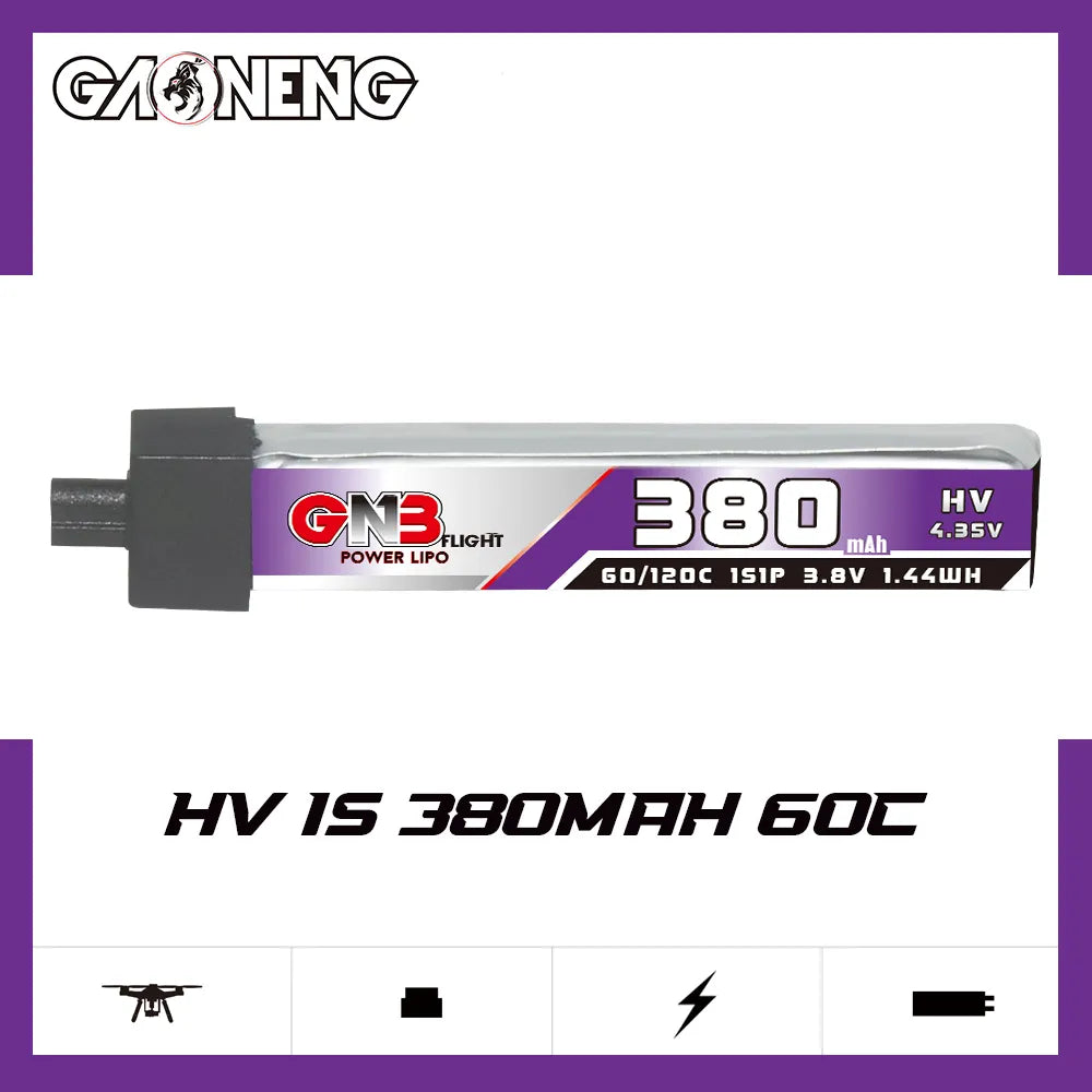 Hot Sale GAONENG GNB 380mAh 3.8V 60C 1S A30 Plastic Head LiPo Drone Battery