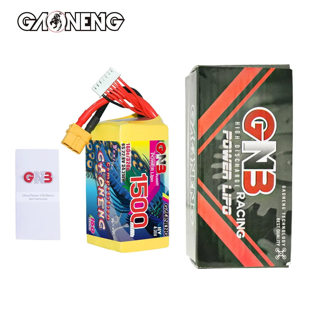 GAONENG High-Voltage 6S 22.8V 1500mAh 160C XT60 LiPo Graphene Battery