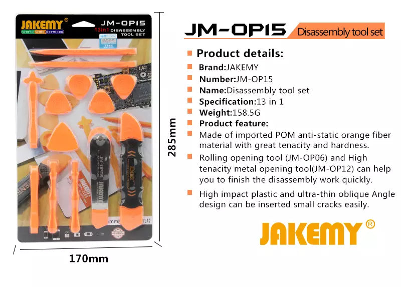 JAKEMY 13-in-1 Mini Mobile Phone, Pad, Laptop DIY Disassembling Tools Set JM-OP15 - Great Value!